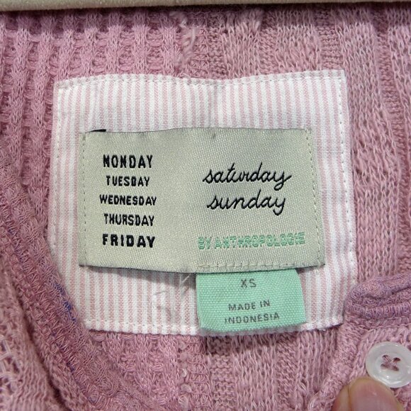 ANTHROPOLOGIE Saturday Sunday Waffle Knit Top XS - Picture 5 of 7